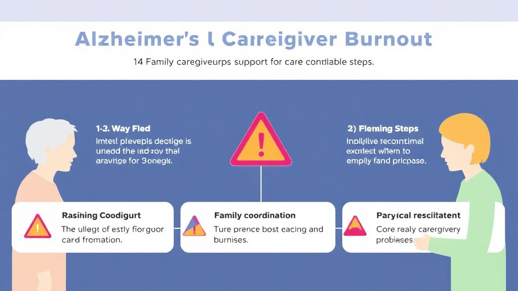 Process flow illustration for putting alzheimer's Caregiver Burnout Warning Signs into action