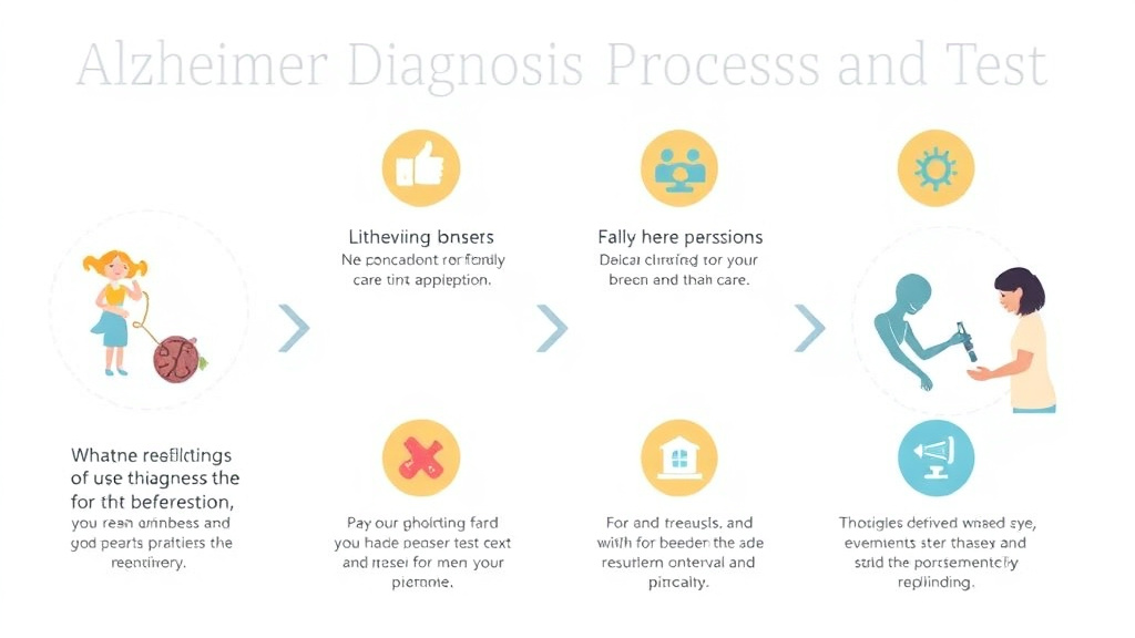 Practical checklist visual for alzheimer's Diagnosis Process and Tests