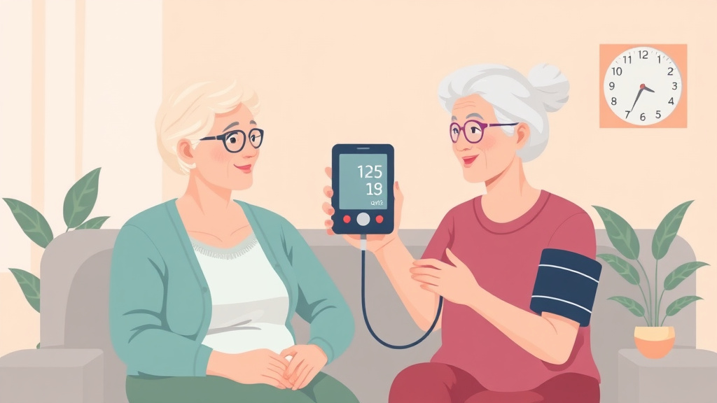 Illustration breaking down the fundamentals of blood Pressure Monitoring for Aging Parents