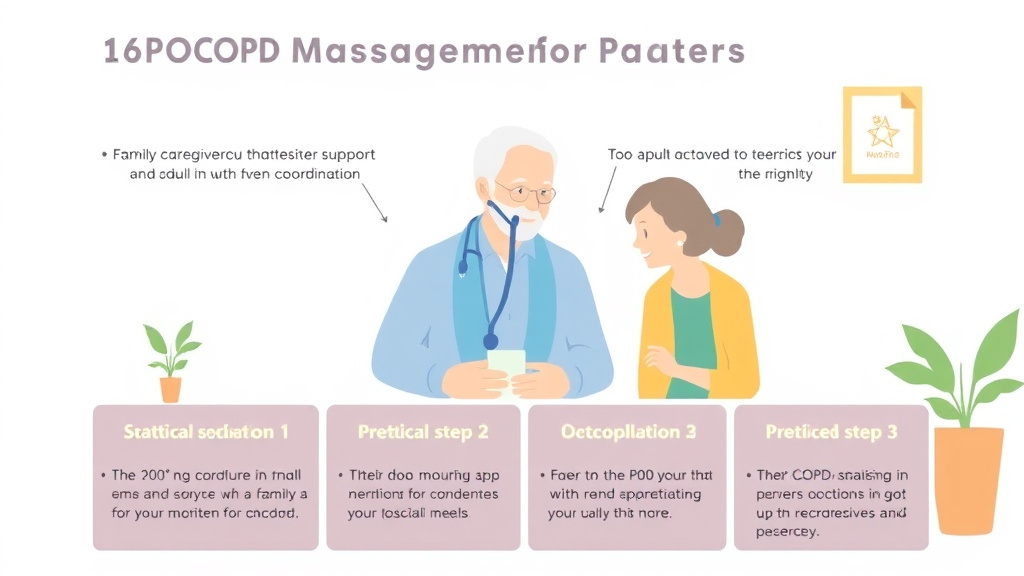 Action-oriented illustration showing how to apply COPD Management for Aging Parents