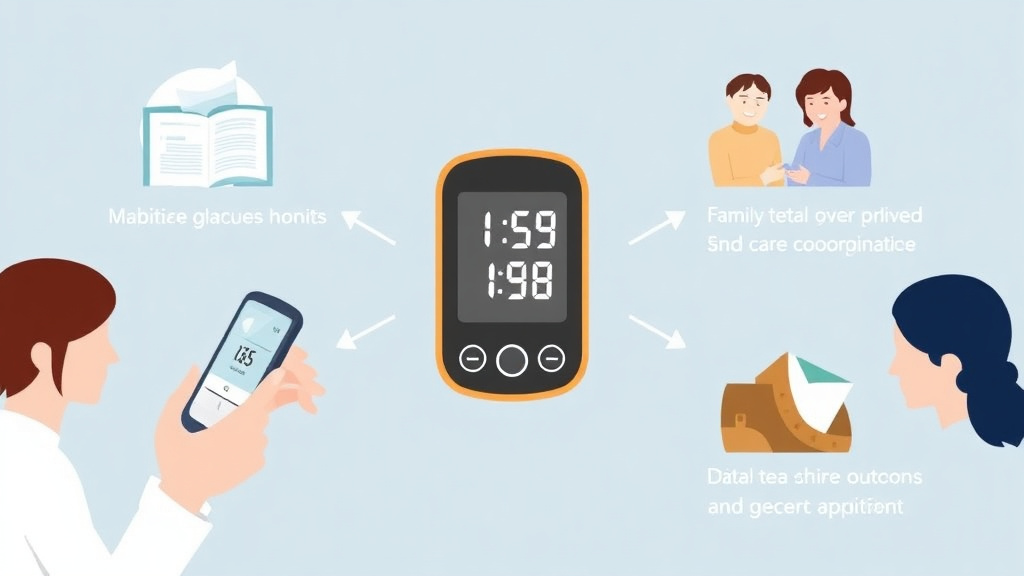 Action-oriented illustration showing how to apply diabetes Technology Glucose Monitors