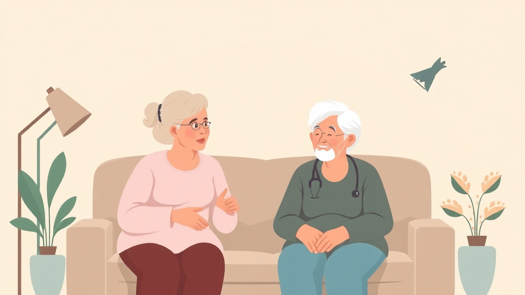 A professional illustration depicting vertigo and Dizziness in Seniors