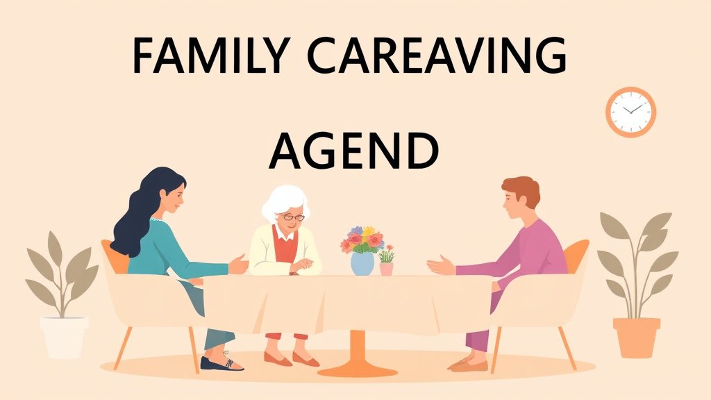 A professional illustration depicting family Caregiving Meeting Agenda Template