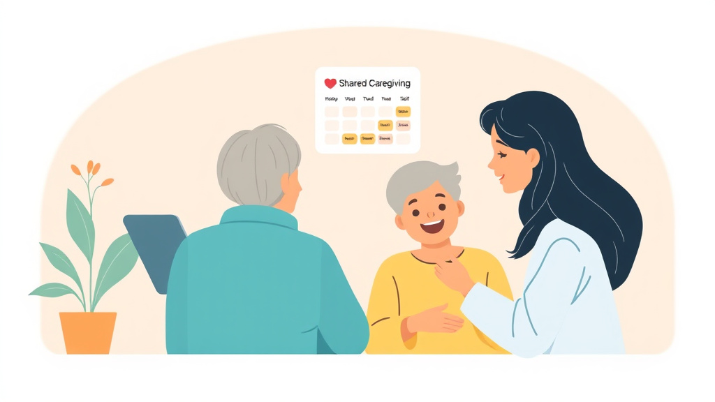 An informative visual explaining shared Caregiving Calendar Apps for beginners and professionals