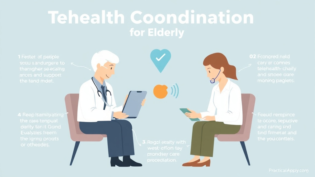 Action-oriented illustration showing how to apply telehealth Coordination for Elderly