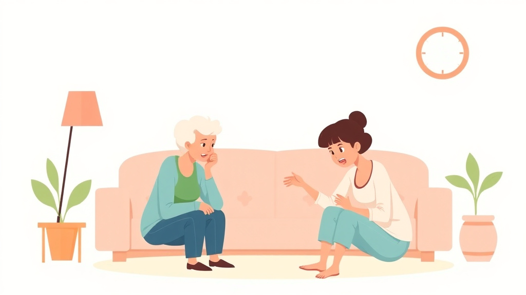 A professional illustration depicting caregiver Anger Management Tips