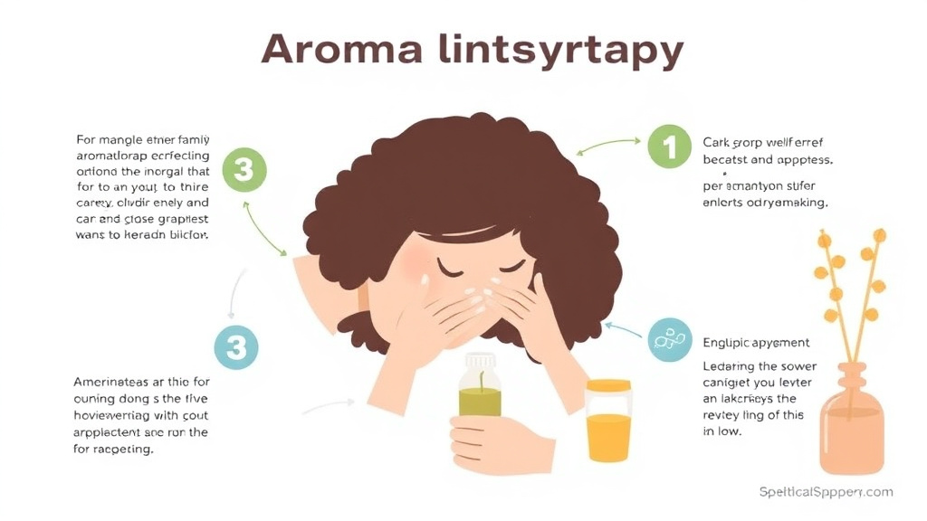 Action-oriented illustration showing how to apply caregiver Aromatherapy Stress Relief