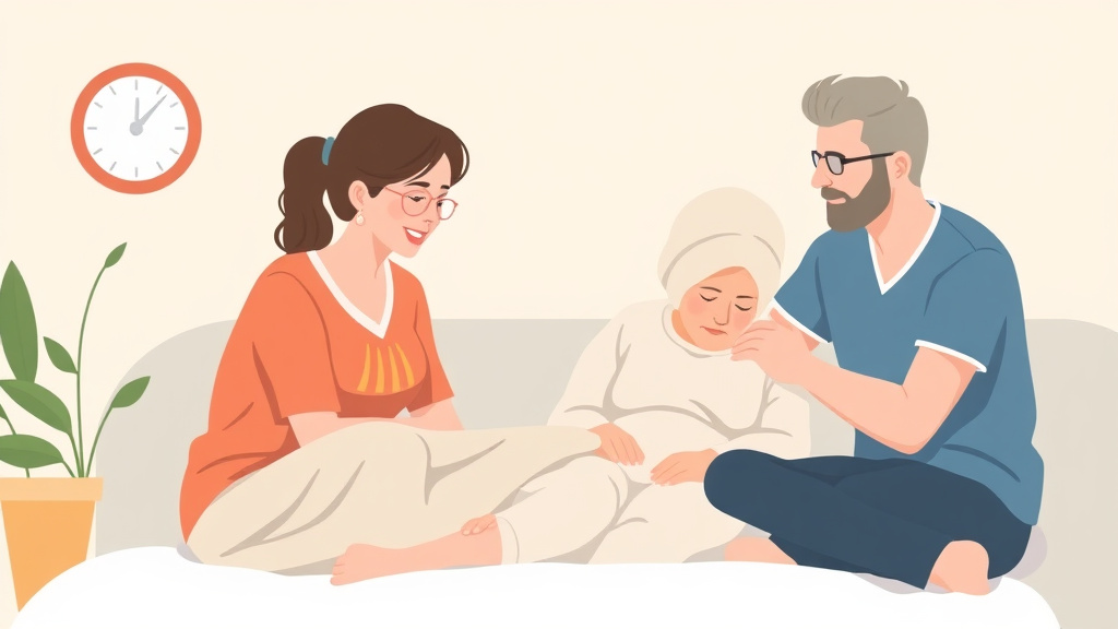 A professional illustration depicting caregiver Compassion Fatigue Recovery