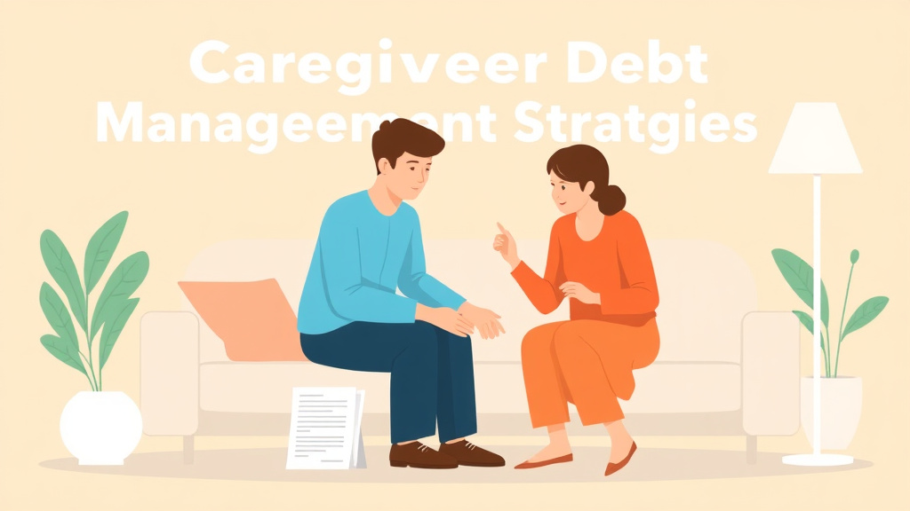 Visual overview of caregiver Debt Management Strategies with key concepts highlighted