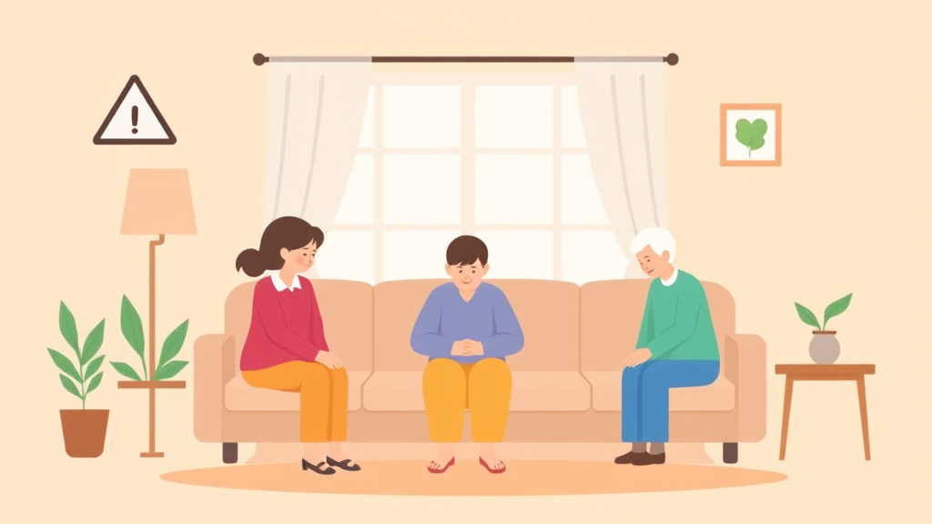 A professional illustration depicting caregiver Depression Warning Signs