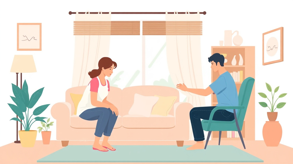 A professional illustration depicting caregiver Exercise Routines at Home
