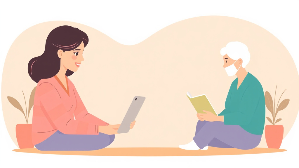 Clear illustration of caregiver Online Course Resources with supporting details