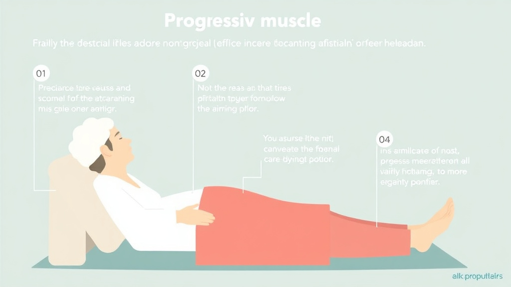 Action-oriented illustration showing how to apply caregiver Progressive Muscle Relaxation