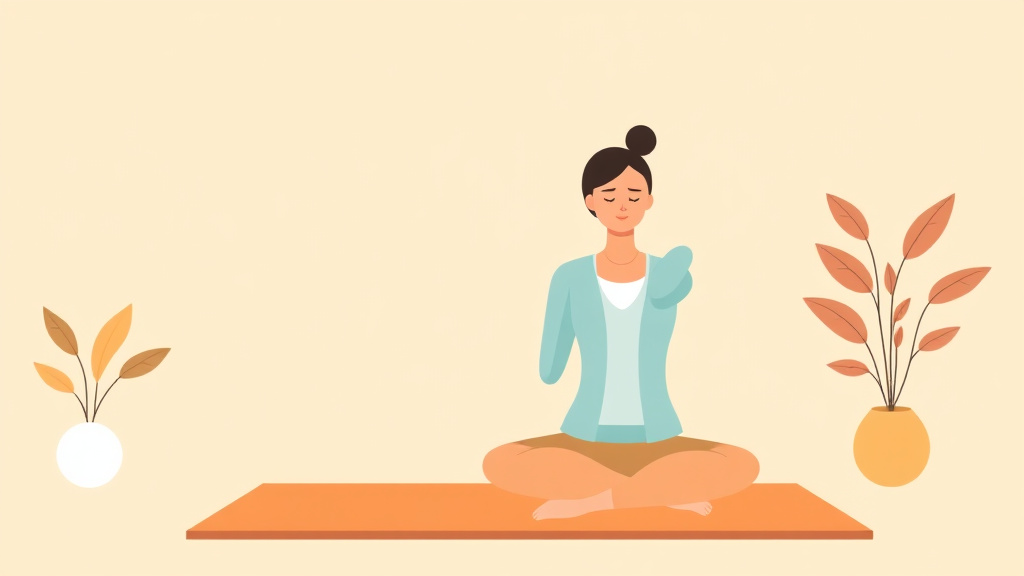A professional illustration depicting caregiver Yoga for Stress Relief
