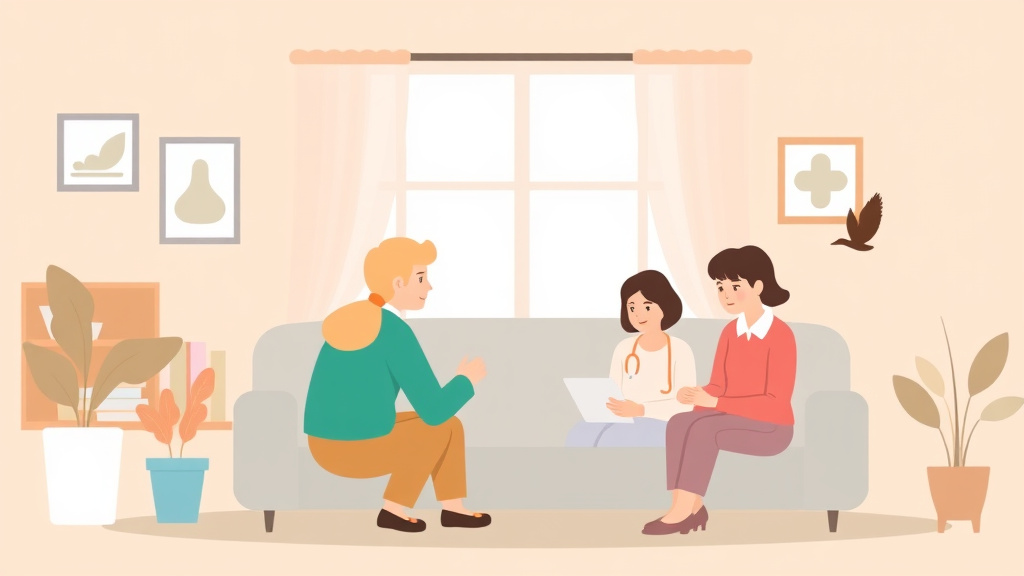 A professional illustration depicting online Caregiver Support Groups Guide