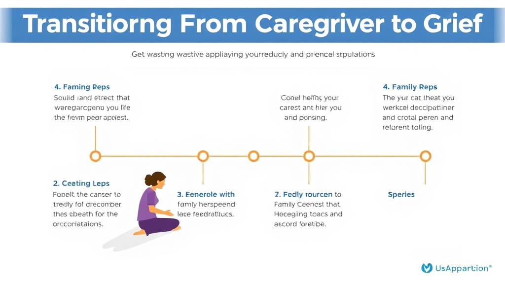 Process flow illustration for putting transitioning From Caregiver to Grief into action
