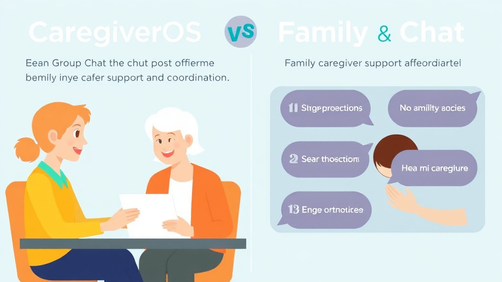 Step-by-step visual guide for implementing caregiverOS vs. Family Group Chat