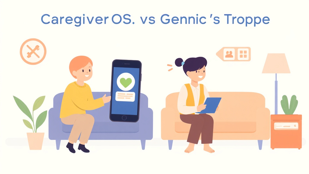 Detailed visual representation of caregiverOS vs. Generic Task Apps