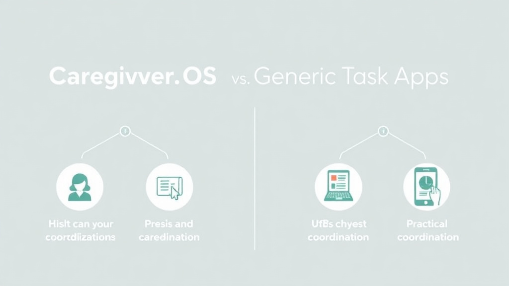 Process flow illustration for putting caregiverOS vs. Generic Task Apps into action