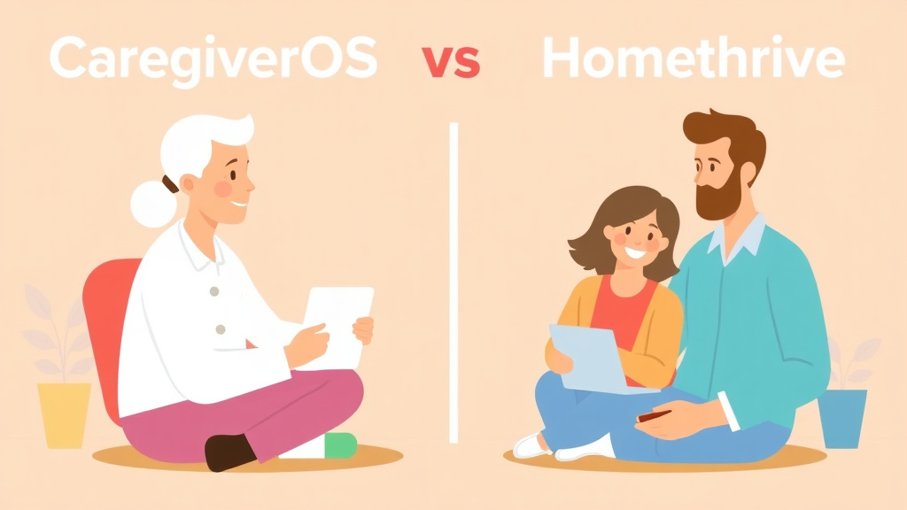 Educational graphic covering the essentials of caregiverOS vs. Homethrive Comparison