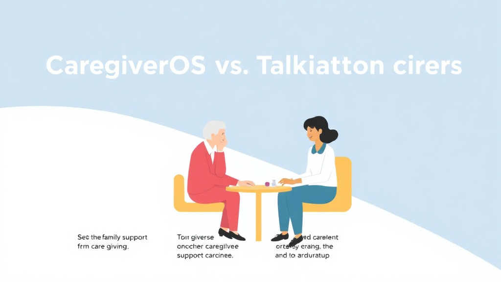 Process flow illustration for putting caregiverOS vs. Talkiatry for Caregivers into action