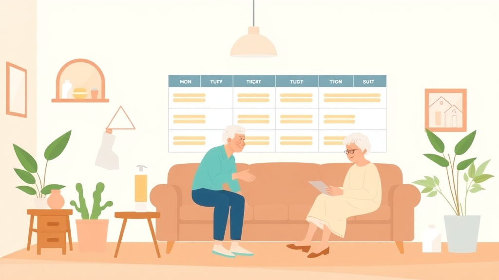 Visual overview of housekeeping Schedule for Elderly Care with key concepts highlighted
