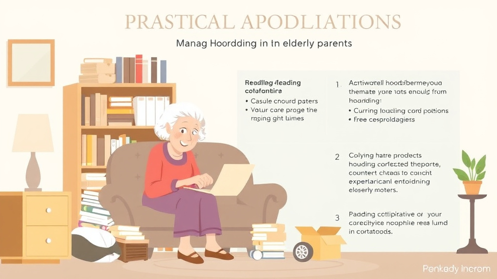 Action-oriented illustration showing how to apply managing Hoarding in Elderly Parents