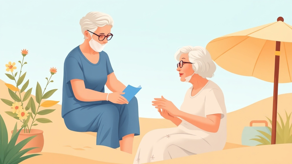 Illustration breaking down the fundamentals of managing Sunburn and Skin Protection Elderly