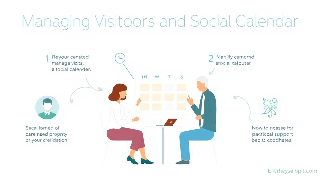 Process flow illustration for putting managing Visitors and Social Calendar into action