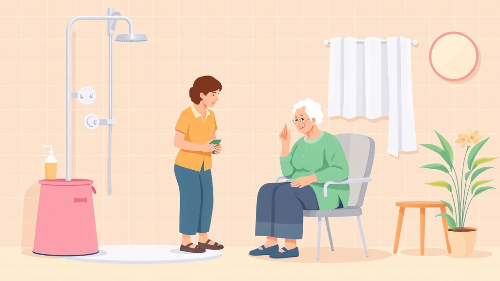 Clear illustration of shower Safety Equipment for Seniors with supporting details