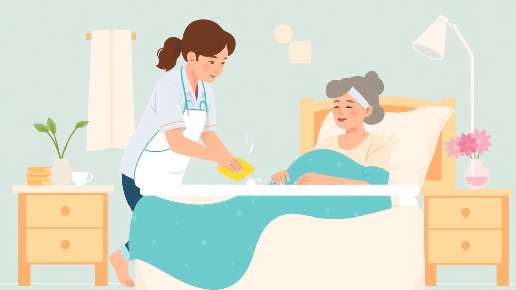 Illustration breaking down the fundamentals of sponge Bath Techniques for Bedridden Parents