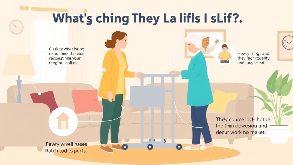 Action-oriented illustration showing how to apply using a Hoyer Lift at Home