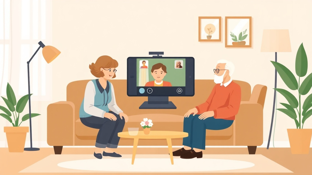 Visual overview of video Calling Setup for Elderly Parents with key concepts highlighted