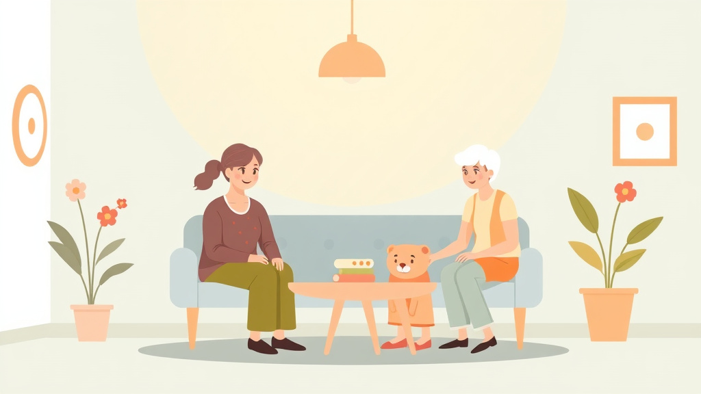 A professional illustration depicting adult Day Care Activities and Programs
