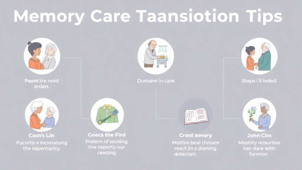 Step-by-step visual guide for implementing memory Care Transition Tips