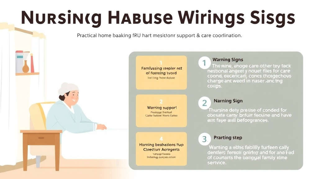 Action-oriented illustration showing how to apply nursing Home Abuse Warning Signs