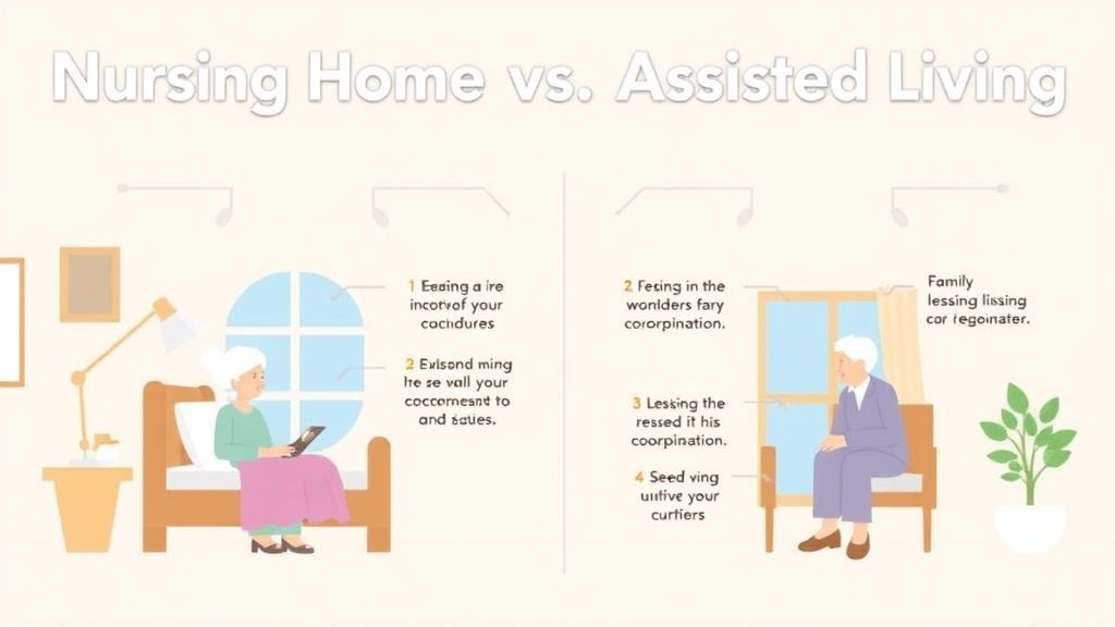 Action-oriented illustration showing how to apply nursing Home vs. Assisted Living