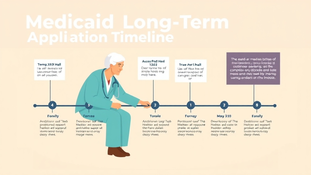 Educational graphic covering the essentials of medicaid Long Term Care Application Timeline