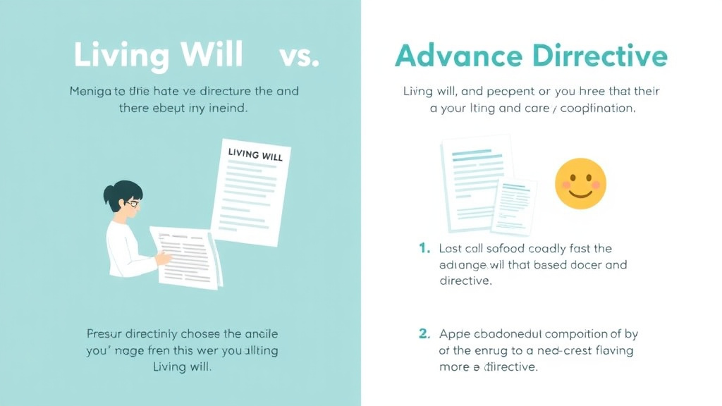 Practical checklist visual for living Will vs. Advance Directive