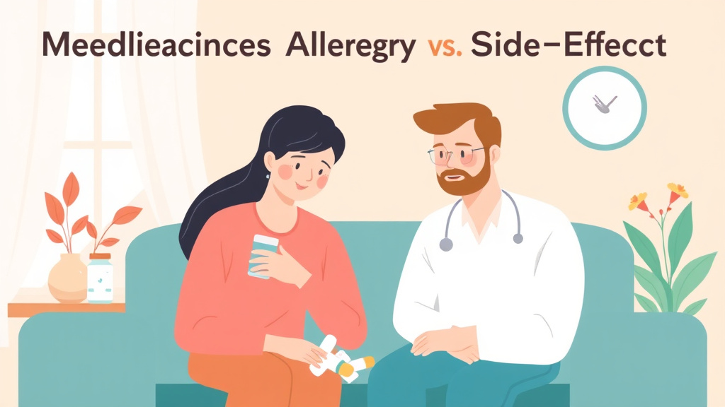 Illustration breaking down the fundamentals of medication Allergy vs. Side Effect