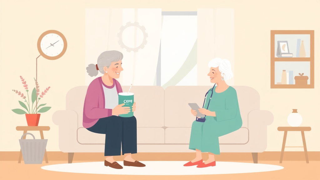 A professional illustration depicting opioid Safety for Aging Parents