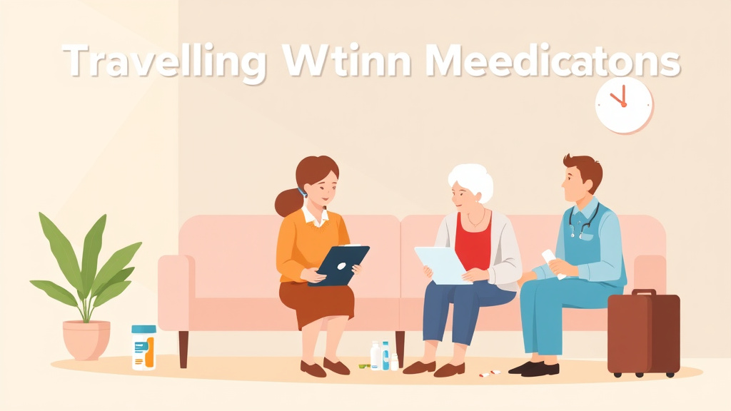 Conceptual diagram showing how traveling with Medications Guide works in practice